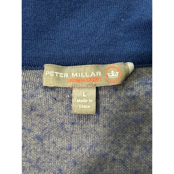 Peter Millar Crown Sport Mens Pullover 1/4 Zip Sweater Blue Merino Wool Size L - Picture 3 of 4